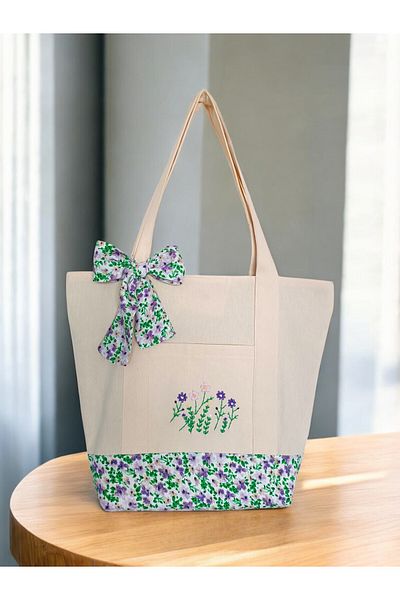 LARUNA LA RUNA Embroidered Linen Cloth Bag - Handmade