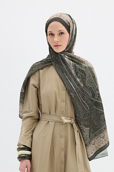 cs camellia scarf Μαλακό σάλι Vela Pattern - Χακί