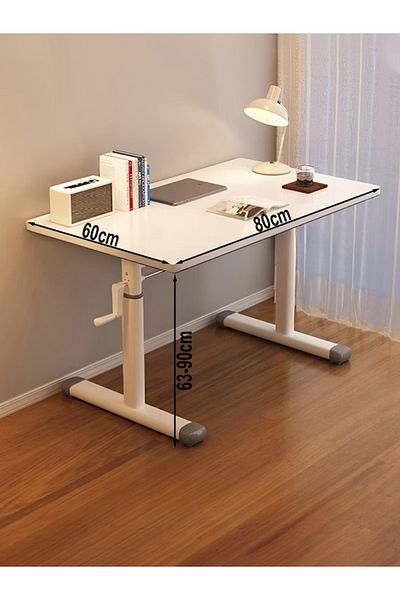Taimi Desk Modern Design Height Adjustable with Steel Legs, Computer desk Study, 80X60cm - White