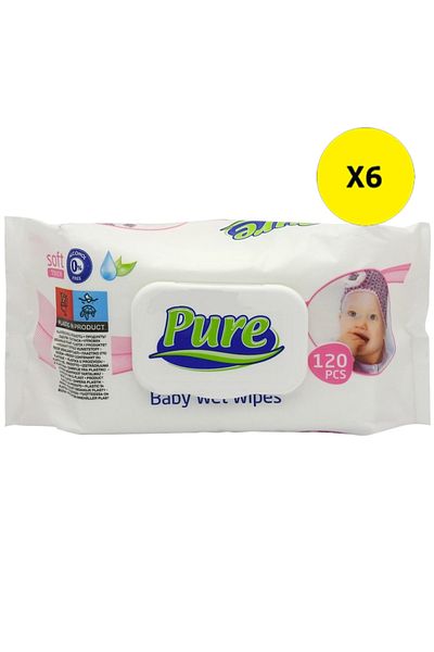 Pure X6 PURE SERVETELE UMEDE 120BUC BEBE