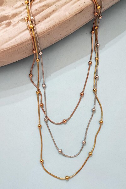 New Obsessions Stainless Steel 3 Rows Bulk Chain Necklace