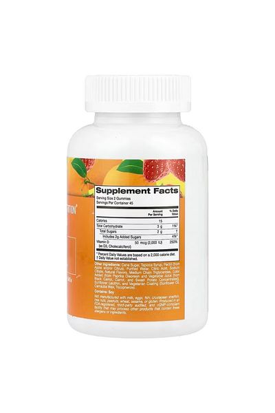 California Gold Nutrition Vitamin D3 Chewable Regulate the Absorption of Calcium and Phosphorus,Supports Bone Health&Immunity
