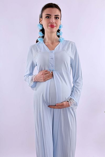 ByLohusa Cămașă de noapte de maternitate din dantelă albastră Effortt