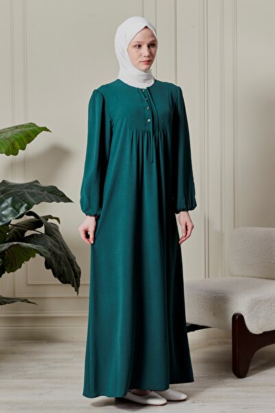 fistan Μπαλόνι μανίκι με κουμπί μπροστά Ρόμπα Gathered Hijab Ρούχα Μητέρα Φόρεμα Προσευχής Φόρεμα ειδικής περίστασης