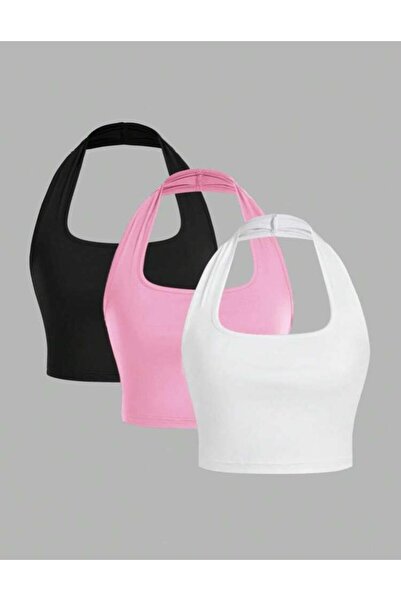 Lorya Giyim Kadın 3'lü Paket Pamuklu Vücuda Yapışan Kaşkorse Fitilli Kumaş Ko...