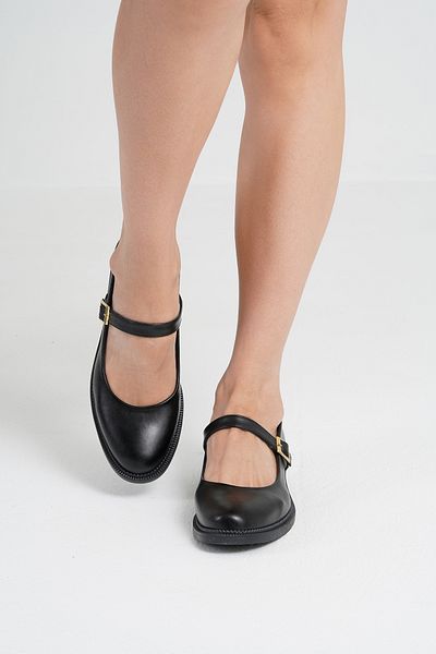 Beyond Γυναικεία Μαύρα Δερμάτινα Παπούτσια Loafer Ballerina 2,5cm BYNDLFRK11