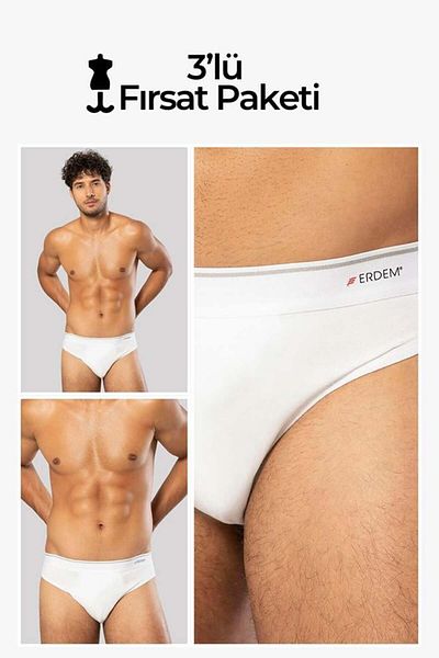 ERDEM İÇ GİYİM Erdem White 3 τεμαχίων βαμβακερό ελαστάνικο slip 1340
