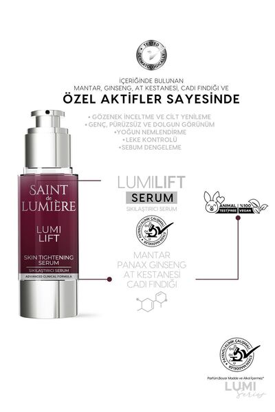 SAINT DE LUMIERE LUMILIFT Gözenek, Siyah Nokta ve Yaşlanma Karşıtı, Dolgunlaştırıcı Serum 30 ml