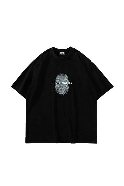 Sekizbiraltı Personality Printed Oversize Unisex Μαύρο Tshirt