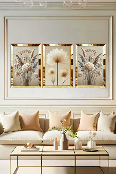 YOKTAYOK Pleksi Çerçeveli Pastel Pamuk Tablo 3lü