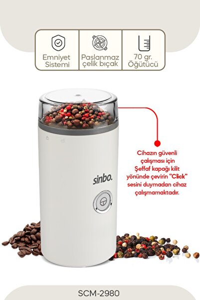 Sinbo Scm-2980 Elektrikli Kahve Çekirdeği/baharat Öğütücü Beyaz