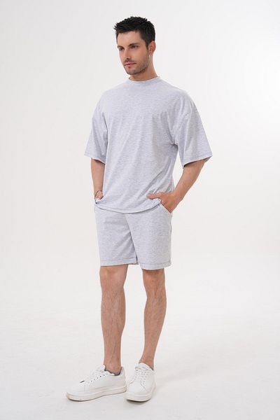 ACTIVE MODA - Men's Cotton Tshirt - Shorts 2 Pieces Suit with Laces Large Size