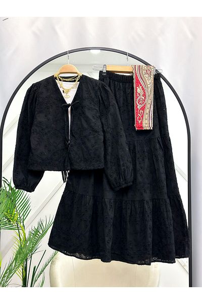 YEDİLALE Front Tie Jacket Skirt Double Set [Excluding Underwear]