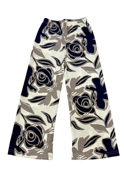 Esterella Girl's Spanish Leg Roll-Up Trousers /Girl's Loose Wide-Leg Trousers/ Roll-Up Trousers