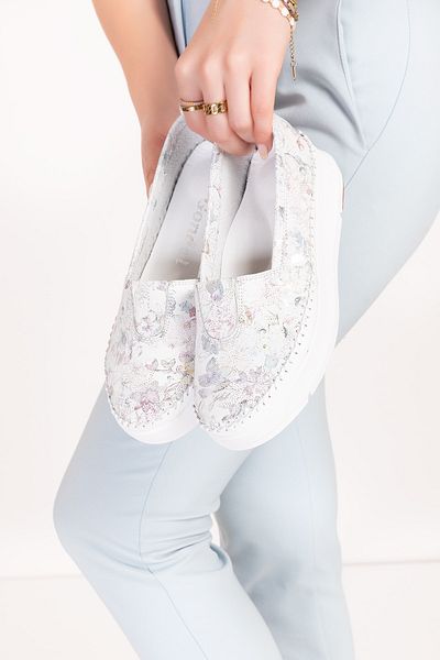 Gondol Pantofi confortabili de vară cu model de flori din piele naturală kla.24