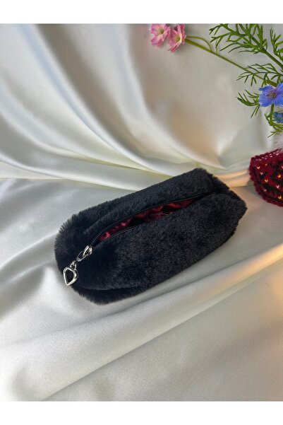 MELSEA Peluş Kalemlik Kalpli Saten Astarlı Kalem Kutusu