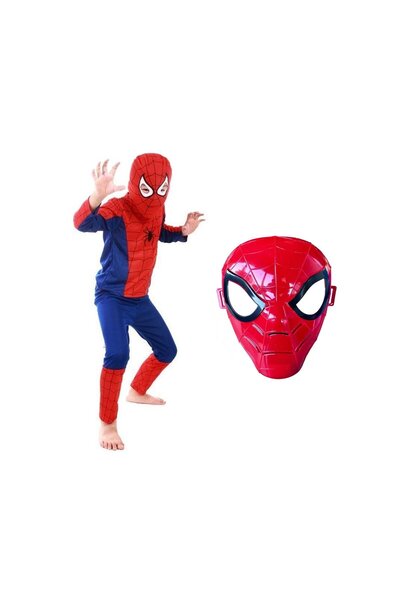 KidMania Set costum Spiderman KidMania® si masca pentru copii 7-9 ani 120-130 cm