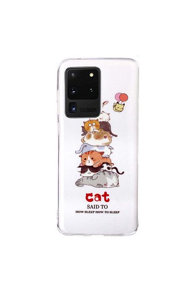 REDz Accessories Silicone Case Compatible with Samsung S20 Ultra Cat Pile Pattern, Silicone, TPU Multicolor