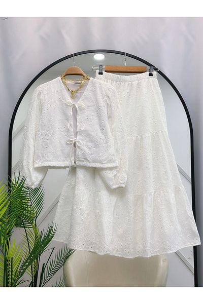 YEDİLALE Front Tie Jacket Skirt Double Set [Excluding Underwear]