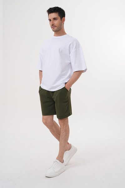 ACTIVE MODA - Men's Cotton Tshirt - Shorts 2-Piece Set with Laces Large Size Colorful