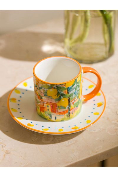 LC Waikiki Lcw Home Mixed Flower Printed 2-Person Porcelain Coffee Cup Set 90 m