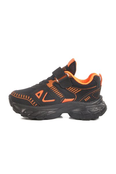 AYAKMOD Pantofi sport pentru copii unisex negru portocaliu cu velcro 1500 P