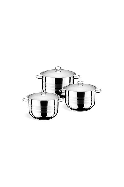 DLK Set of 3 Large Size Steel Pots 32Cm-36Cm-40Cm