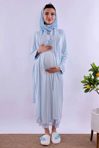 ByLohusa Effortt Blue Hijab Maternity Maternity Set Byl2T40362