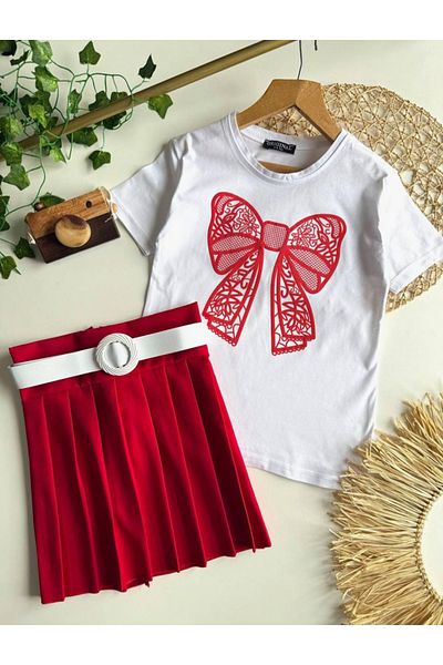 vera kids Belted Style Suit with Skirt