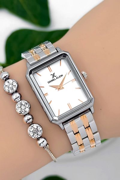 Daniel Klein Steel Cord Women Wrist Watch 3 Atm Water Resistant Silver-Rose Zmdk1185