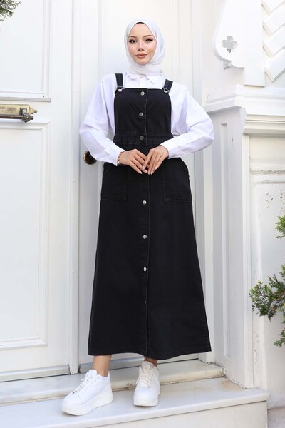 benguen Φόρεμα Salopet με τσέπες μαύρο 525