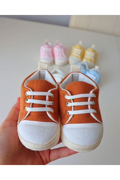 TinyAlp Eid Summer Lace-Up Muslin Fabric Natural Design Baby Shoes