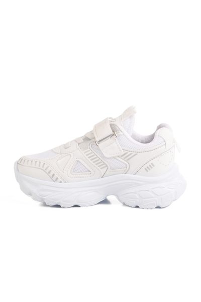 AYAKMOD Pantofi sport pentru fete cu plasă cu velcro alb 1500 P