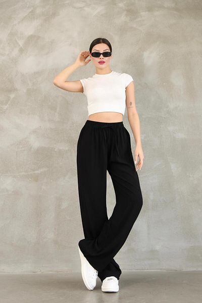 RE7EDİ Women Viscosa Cotton Pants Black