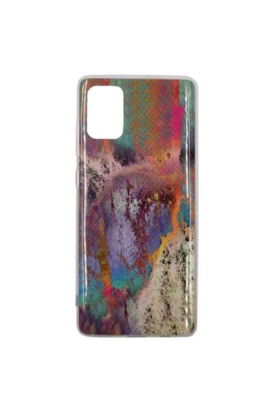 REDz Accessories Carcasă compatibilă cu Samsung A71 model Rainbow Marble, sil...