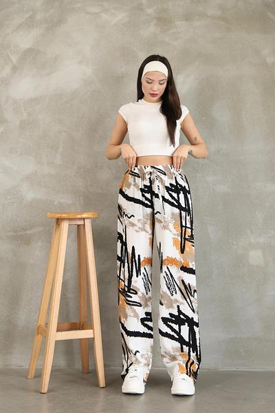 RE7EDİ Women's Patterned Viscosa Cotton Pants