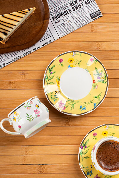 Porsima طقم فناجين بورسلين مذهب باللون الذهبي العنبر مكون من 6 أفراد مكون من ...