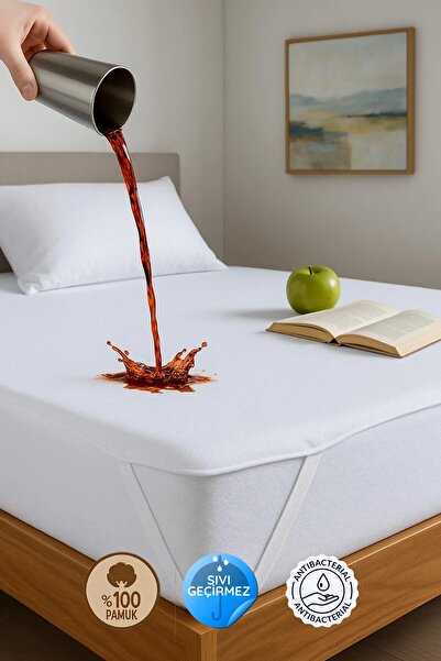 Mira Home مرتبة مزدوجة مقاس 200x200 واقي مرتبة قطني مطاطي بأربعة زوايا