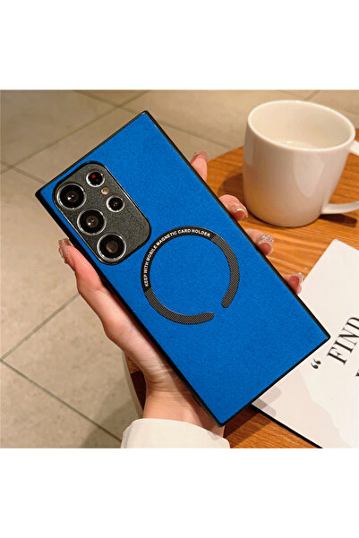 REDz Accessories Husă Magsafe, aspect Alcantara, compatibilă cu Samsung S22 U...