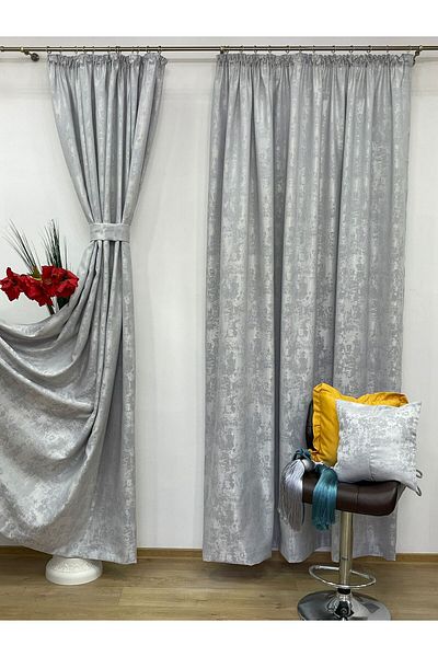 Liz Line Set doua draperii semiopace, gri, "Imaginaria" by Liz Line, 2x250x245cm, cu rejansa - DP22125
