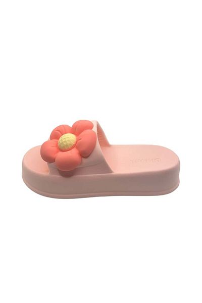 TECOS Papuci de dama, Tecos®, marime 35-36, roz cu imprimeu 3D floare, foarte usori 23 centimetri
