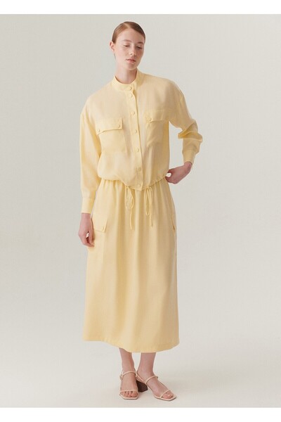 Exquise Judge Collar Double Pocket Adjustable Lace up Comfortable Fit Lyocell Jacket