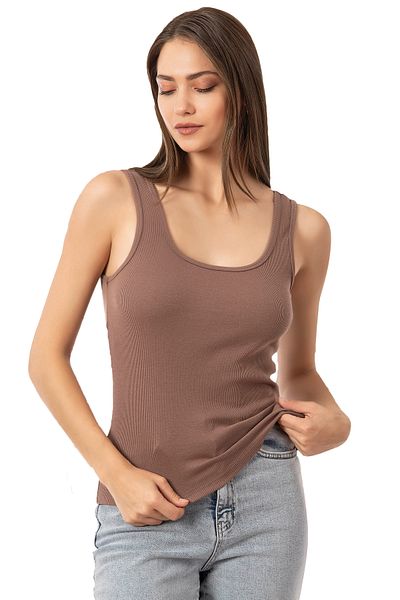 ÖZKAN underwear Özkan 26815 - Women's Soft Cotton Corded Undershirt Blouse, Flexible and Thick Strap
