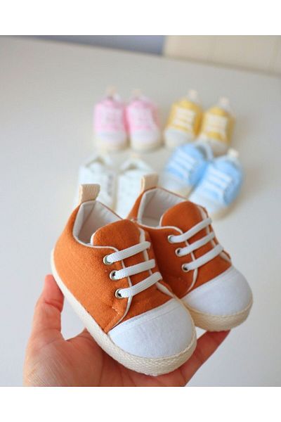 TinyAlp Eid Summer Lace-Up Muslin Fabric Natural Design Baby Shoes