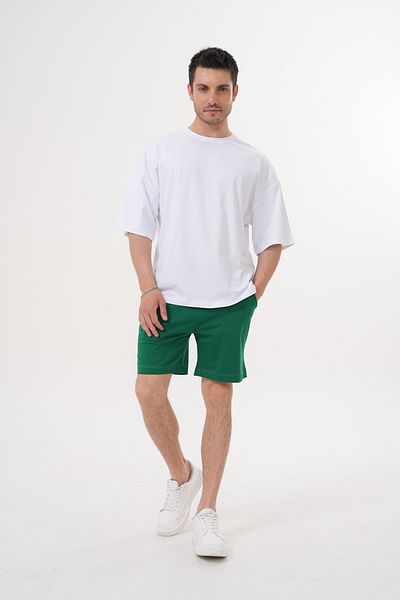 ACTIVE MODA - Men's Cotton Tshirt - Shorts 2-Piece Set with Laces Large Size Colorful