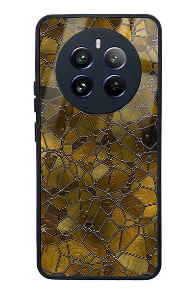 Spoyi Glossy Phone Case for Oppo Realme 12 Pro Plus Coffee Geometric Design