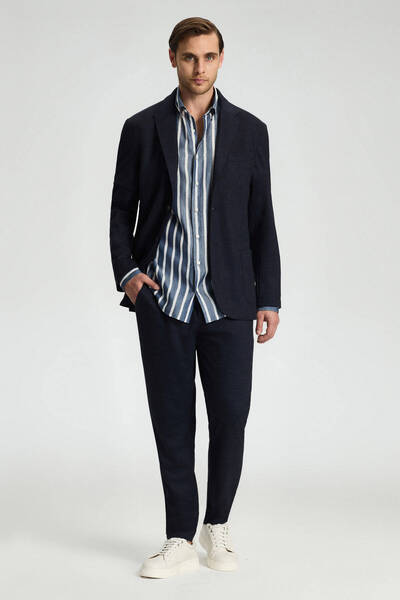 Hemington Lyocell Fabric Navy Blue Blazer Jacket