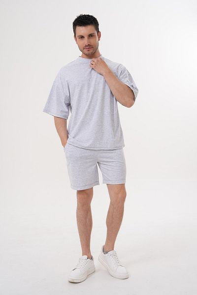 ACTIVE MODA - Men's Cotton Tshirt - Shorts 2 Pieces Suit with Laces Large Size