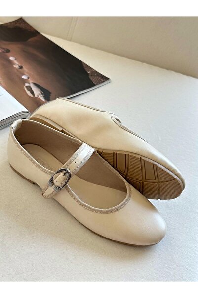 Zuum Balerina Beys Mary Jane pentru femei - piele bej