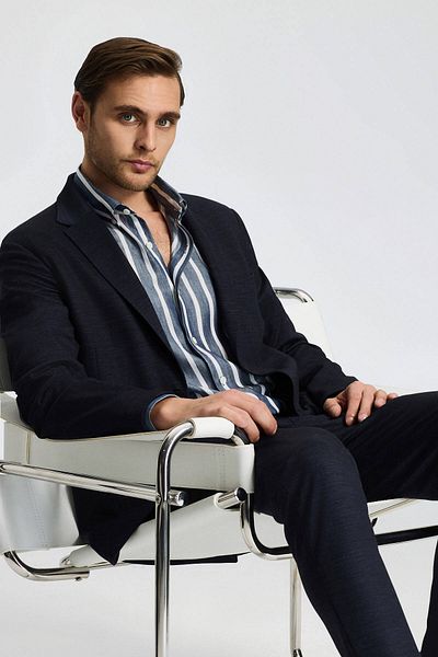 Hemington Lyocell Fabric Navy Blue Blazer Jacket